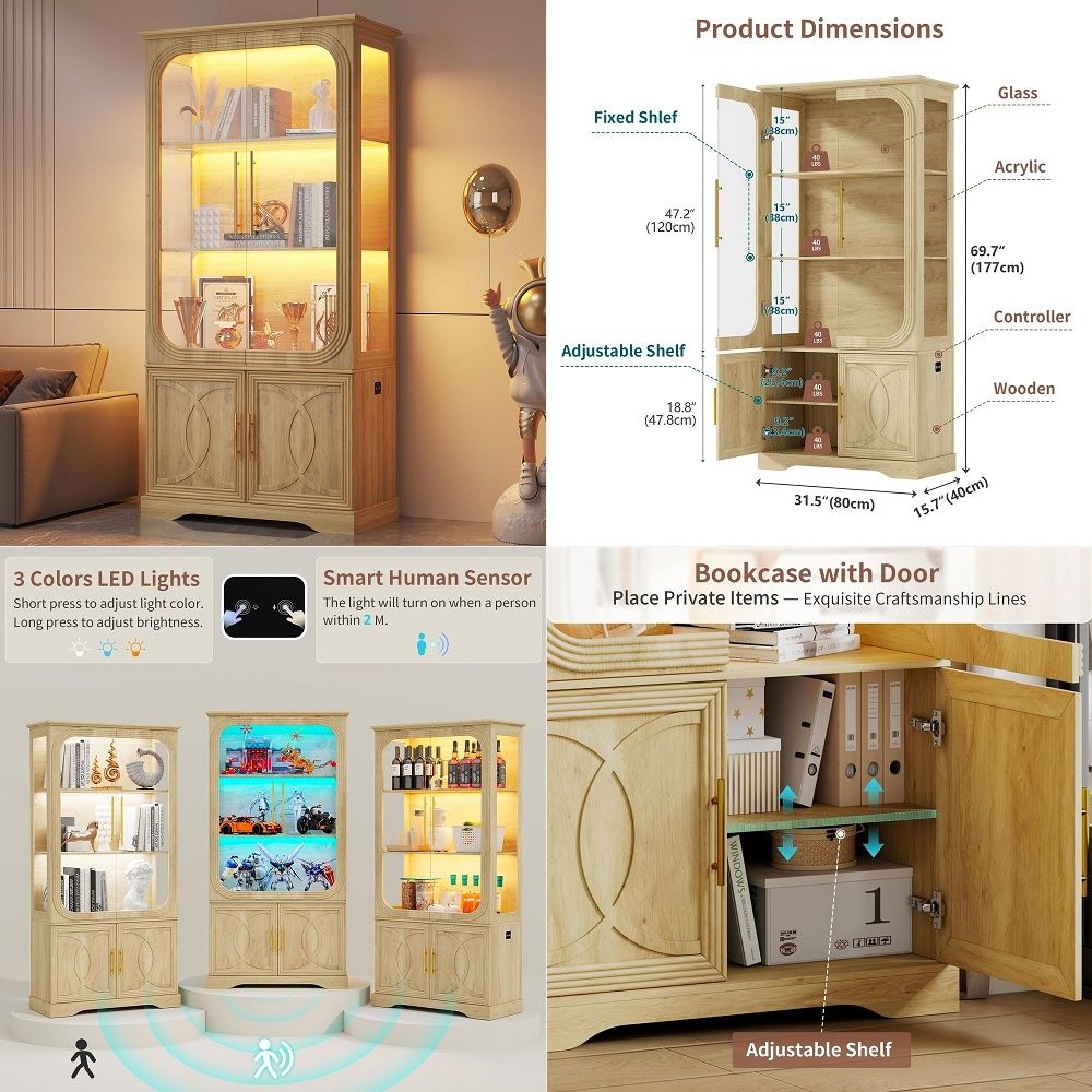 Glass Cabinet Display - Витрина со стеклянными дверцами и полками