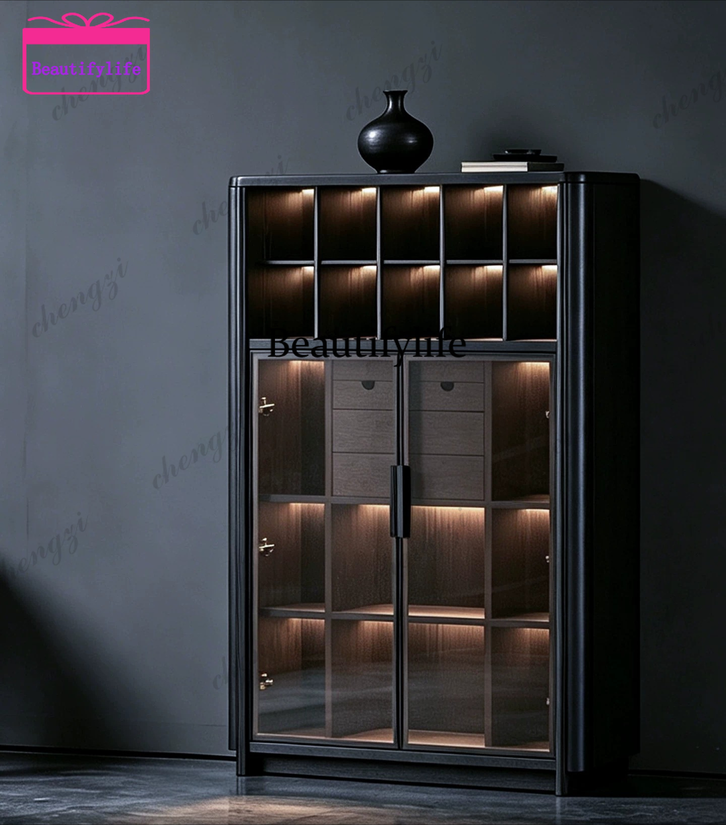 Glass Cabinet Display - a55 Итальянский минималистский книжный шкаф из