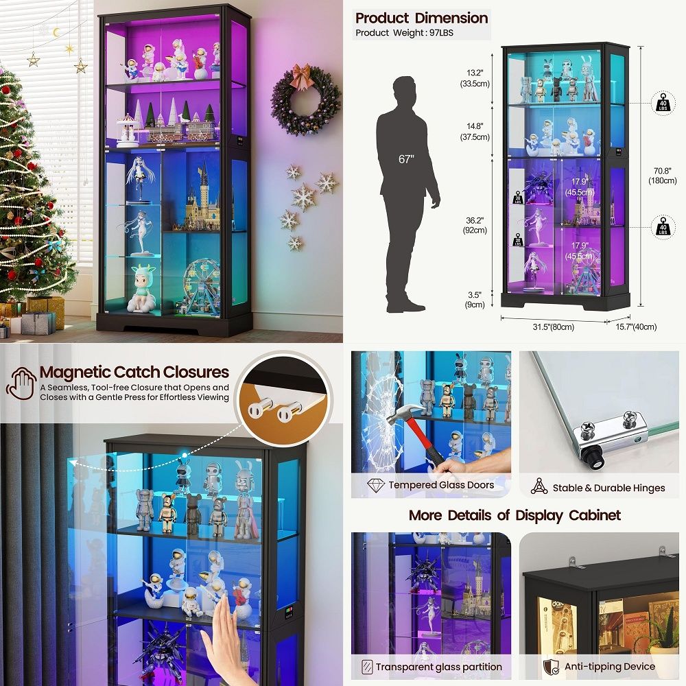 Светящаяся угловая витрина-шка – обзор и цена Glass Cabinet Display